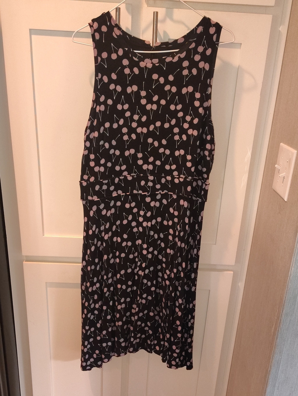 LOFT Black Sleeveless Midi Dress with Pink Dot Floral Print